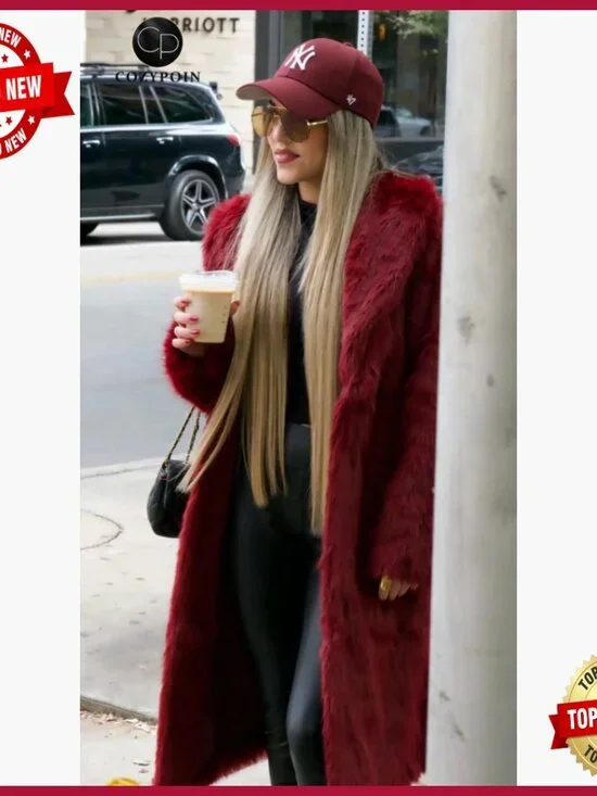 Long Faux Fur Coat Winter Warm Fluffy Overcoat Lapel Collar Regular Fit - Picture 7 of 7